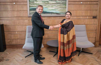 Meeting of Her Excellency Namrata S. Kumar with Rector of the University of Latvia, Gundars Bērziņš.
