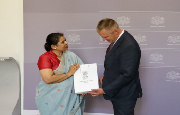 Meeting of Her Excellency Namrata S. Kumar with the Minister of Culture of Latvia, Agnese Lāce, 30.07.2025.
